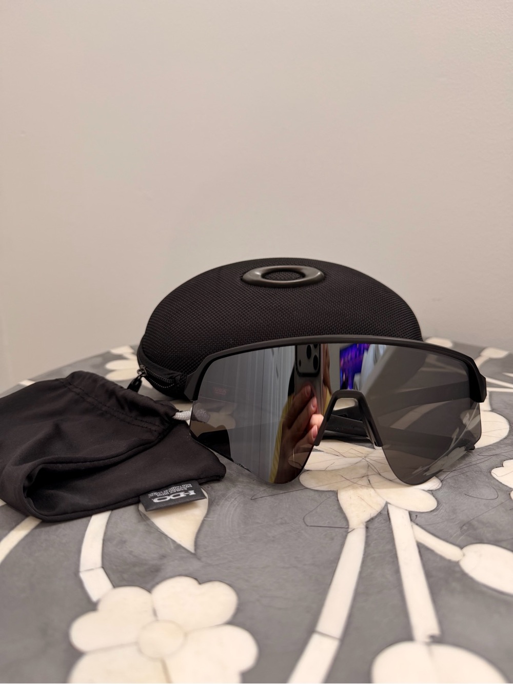 Oakley Black Shield Sunglasses with Zip Hard Case